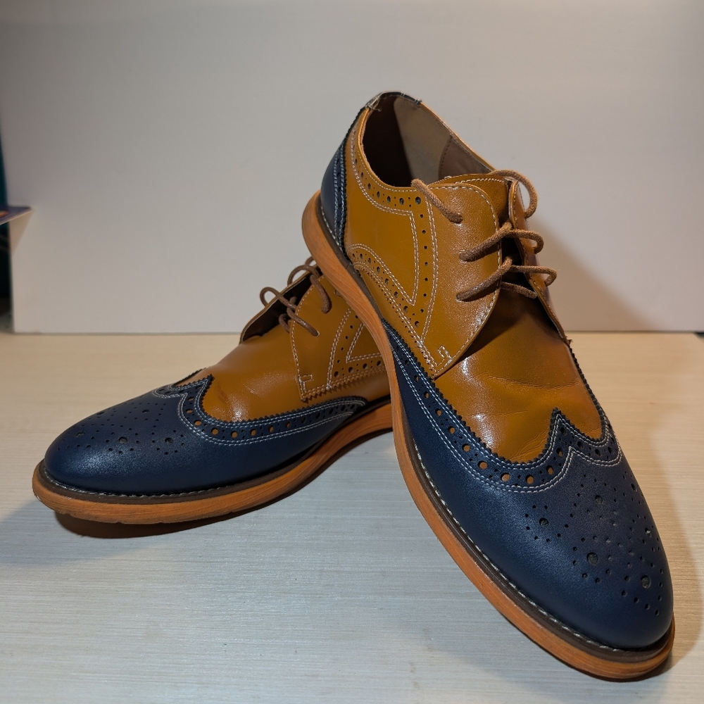 Meijiana Men’s Multicolor Brown/Navy Oxford Dress Shoes Size 11